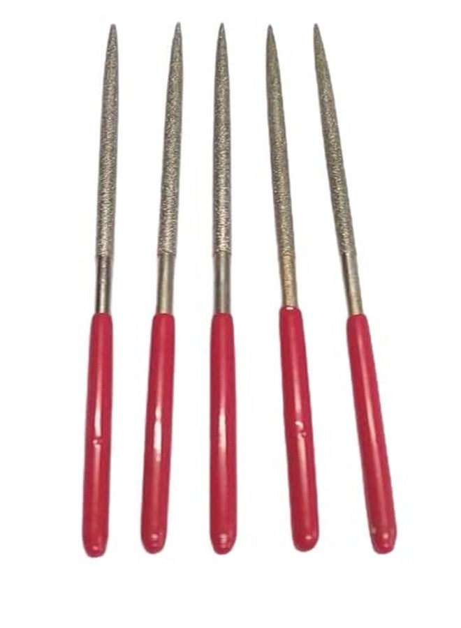 DLEIN Diamond File Round Needle Diamond File for Metal Glass Stone Jewelry Craft Works Grinding Sewing Hand Tool Suit Polishing Dealing Tools for Ceramic Glass Gem Stone and Crafts 140mm(Round 5pc) - Image 2